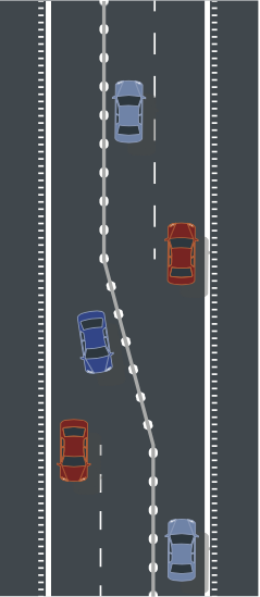 road design with 2+1 roads and rumble strips