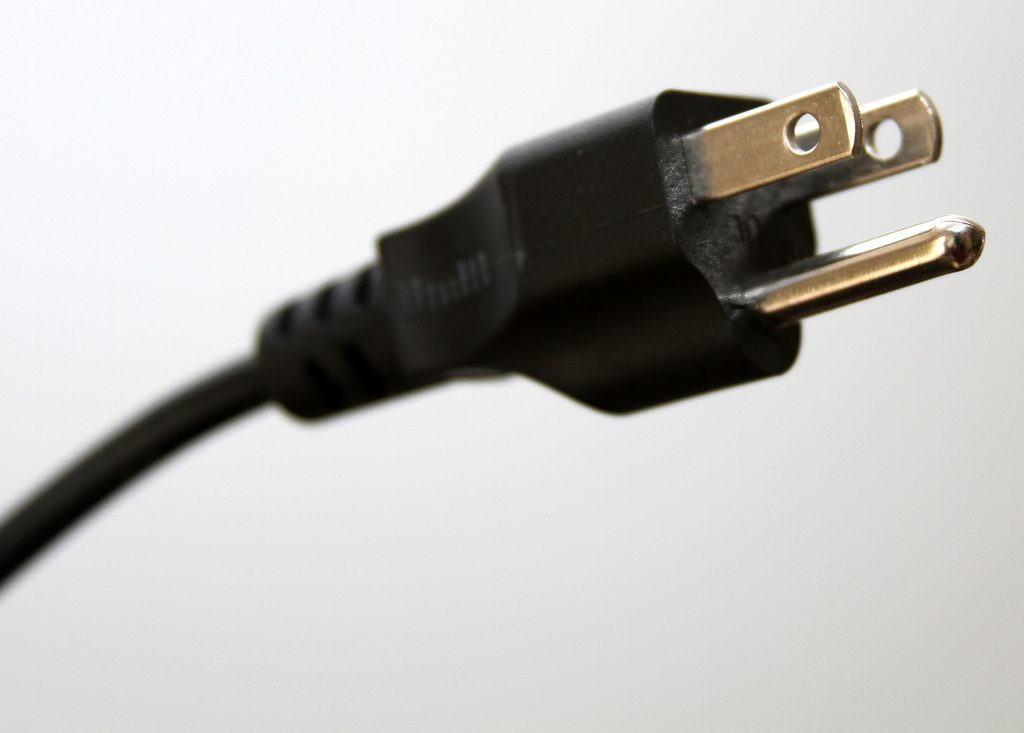 Close-up of a standard black plug