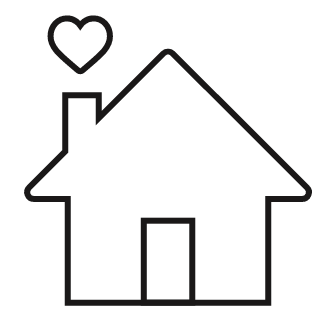 Icon of a house with a heart coming out of the chimney
