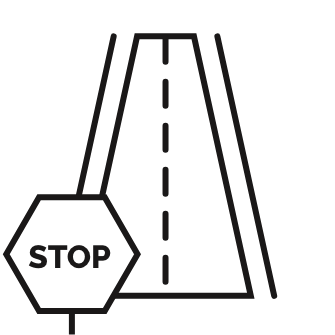 Icon of a two-lane road with a stop sign