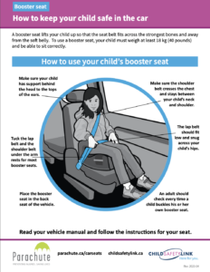 An image of a tips sheet for booster car seats