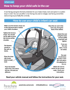 An image of a tips sheet on car seats for infants